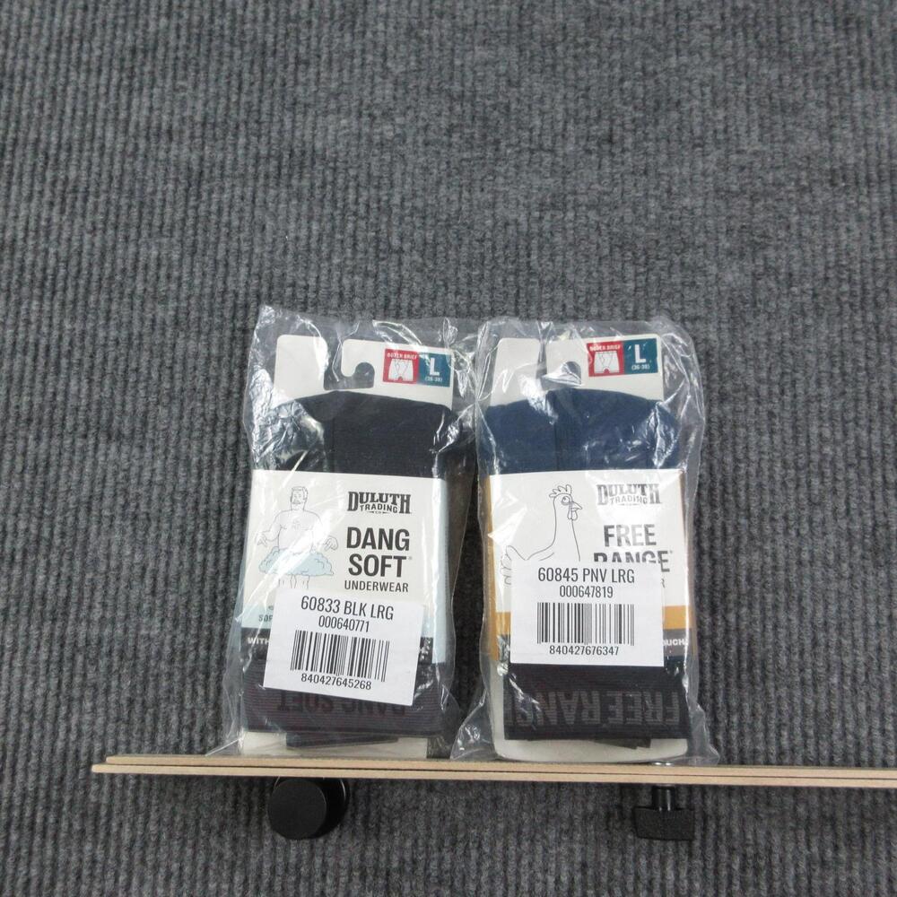 Duluth Trading Boxer Briefs Mens L Black Blue Dang Soft Free Range 2 Pack NWT